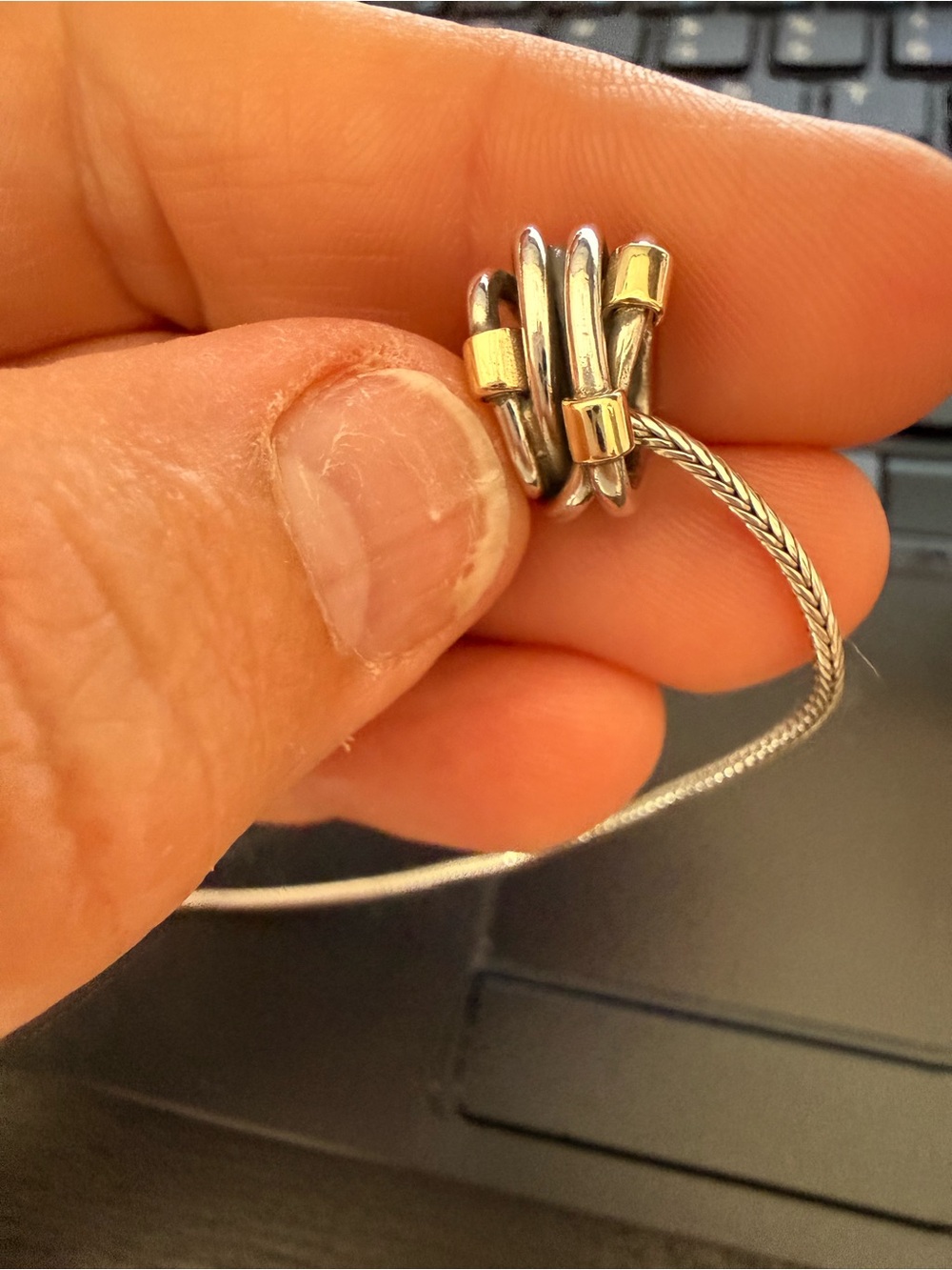 Pandora retired 925 ALE stamps silver with 14k accents Snake Chain - Picture 3 of 7